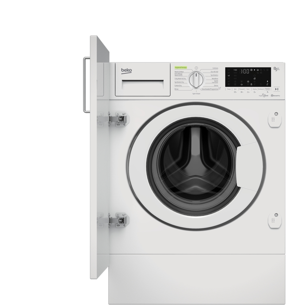 Beko WDIK854421F Integrated Washer Dryer, 8kg/5kg, 1400 Spin, White, C Rated