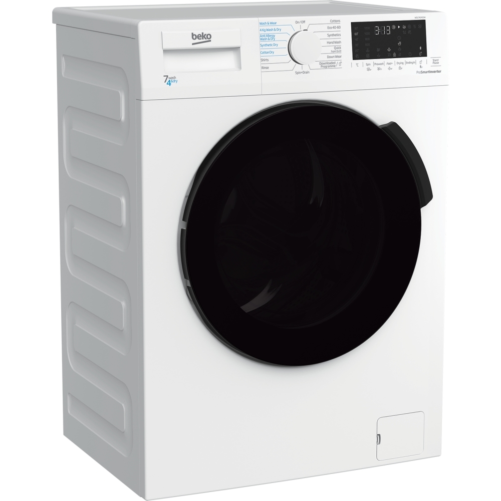 Beko WDL742431W Washer Dryer, 7kg/4kg, 1200 Spin, White, D Rated