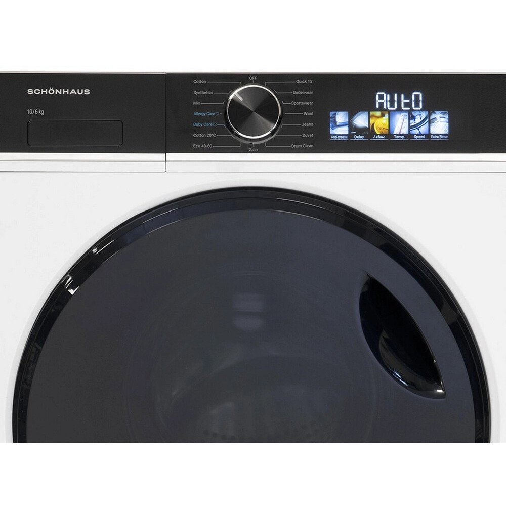 Schonhaus WDSF0110614AW Washer Dryer, 10kg/6kg, 1400 Spin, White, D Rated