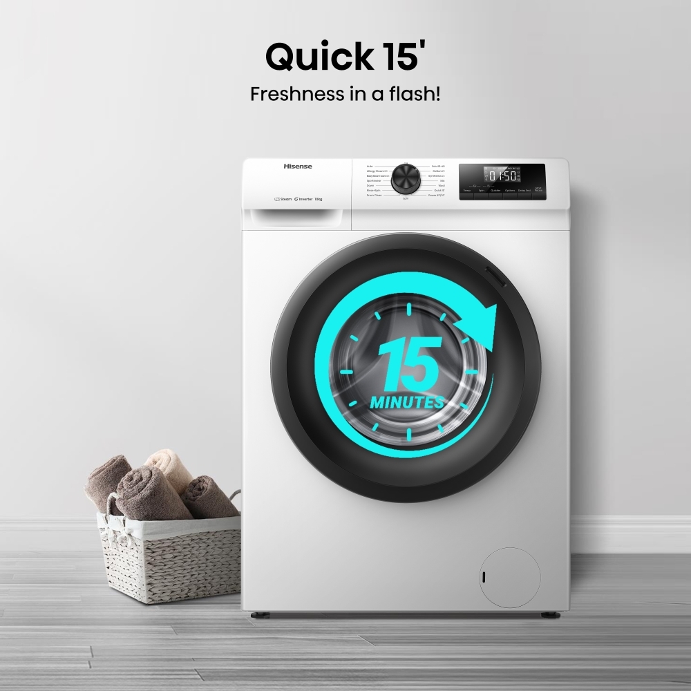 Hisense WF1Q1041BW Washing Machine, 10kg, 1400 Spin, White, A Rated