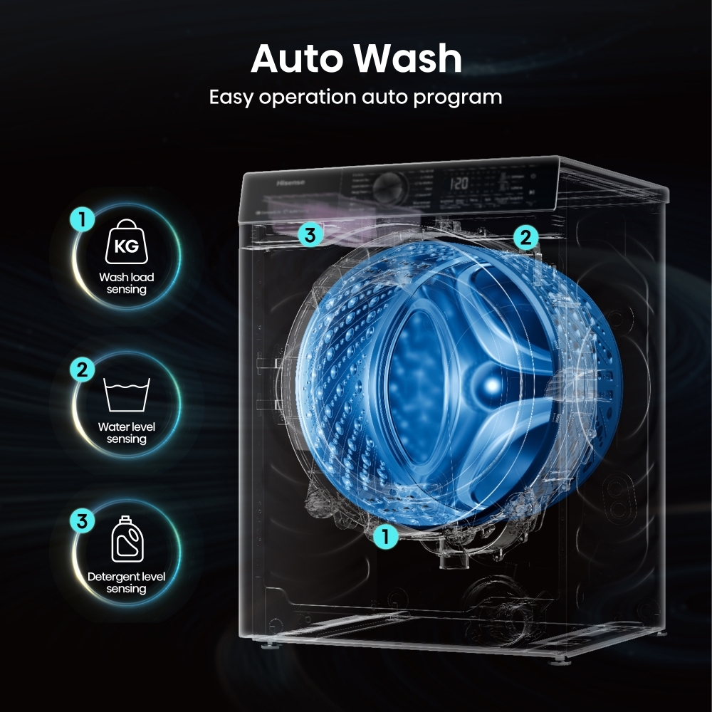 Hisense WF1Q1041BW Washing Machine, 10kg, 1400 Spin, White, A Rated