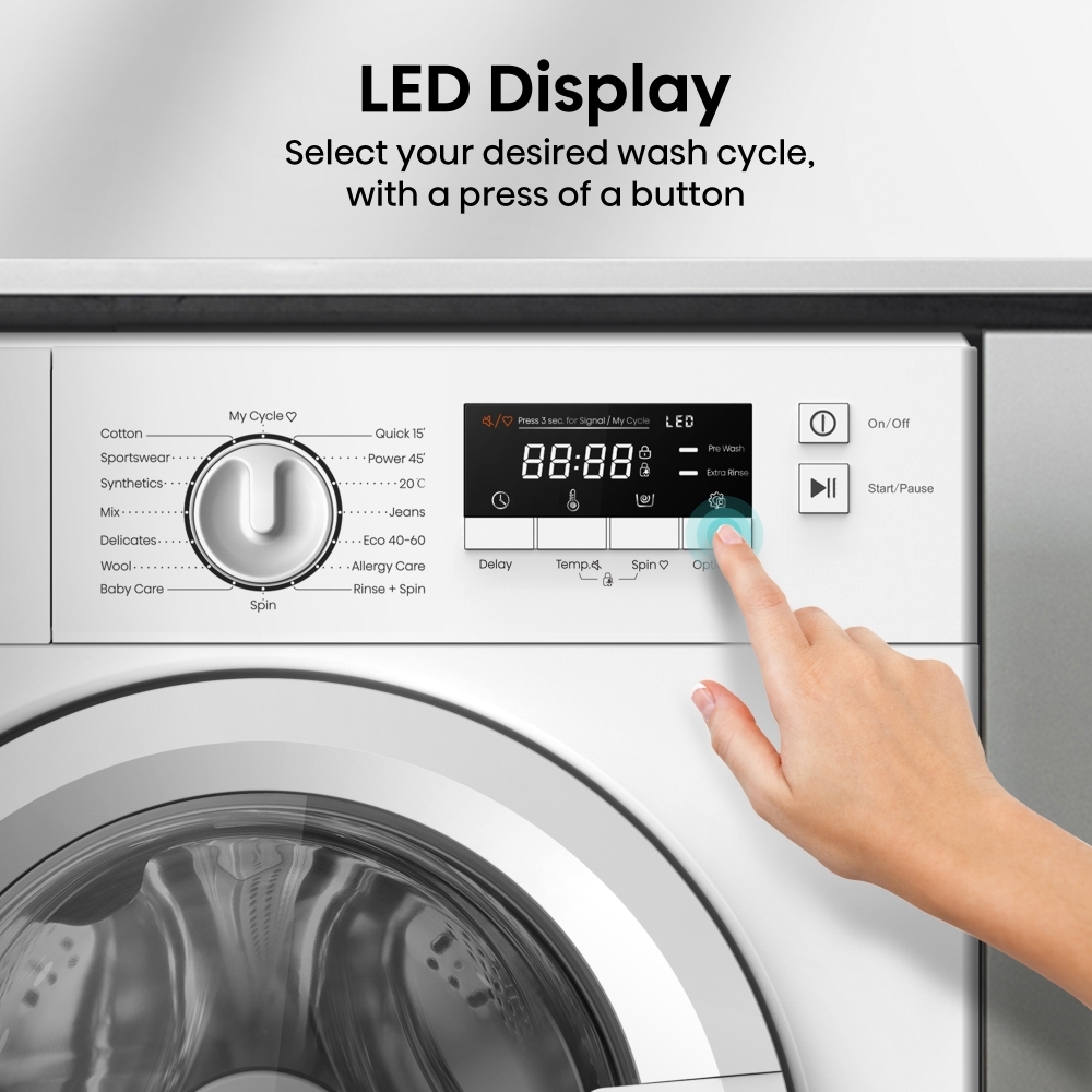 Hisense WF3M841BWI Integrated Washing Machine, 8kg, 1400 Spin, White, A Rated