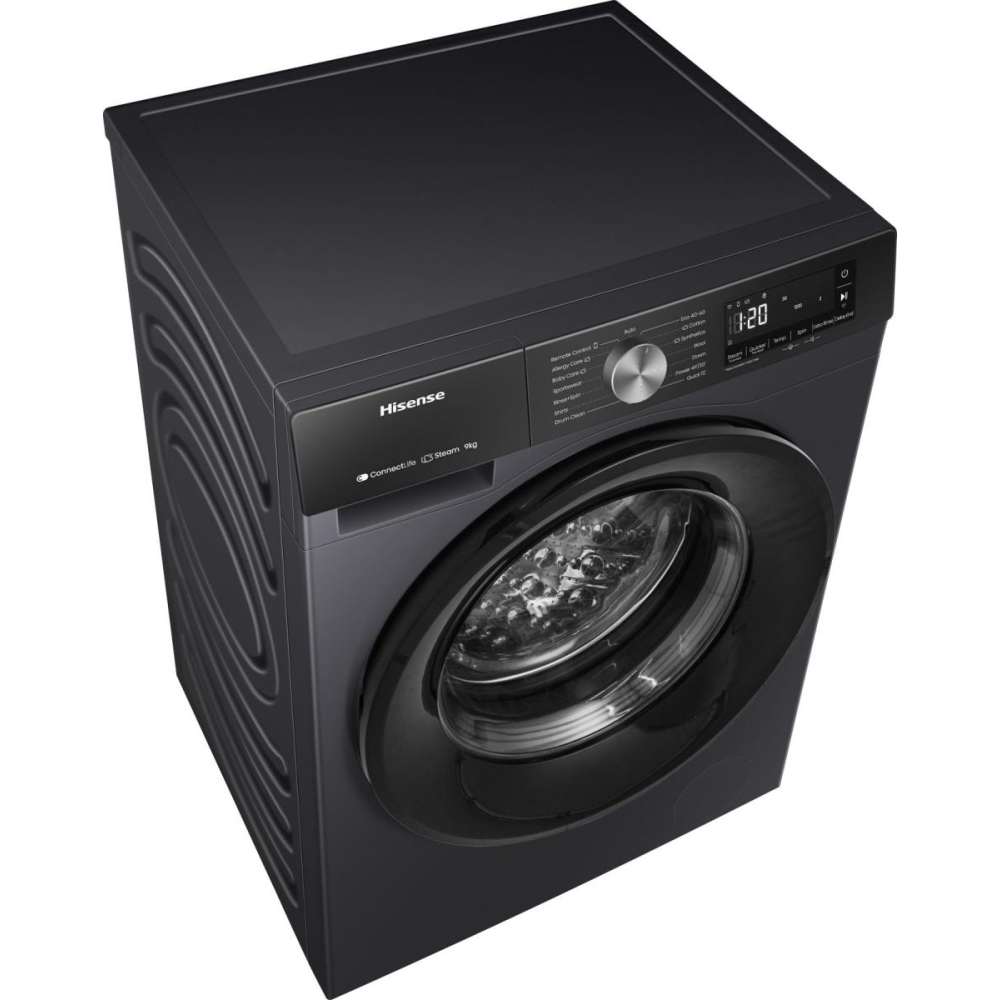 Hisense WF3S9043BB3 Washing Machine, 9kg, 1400 Spin, Black, A Rated