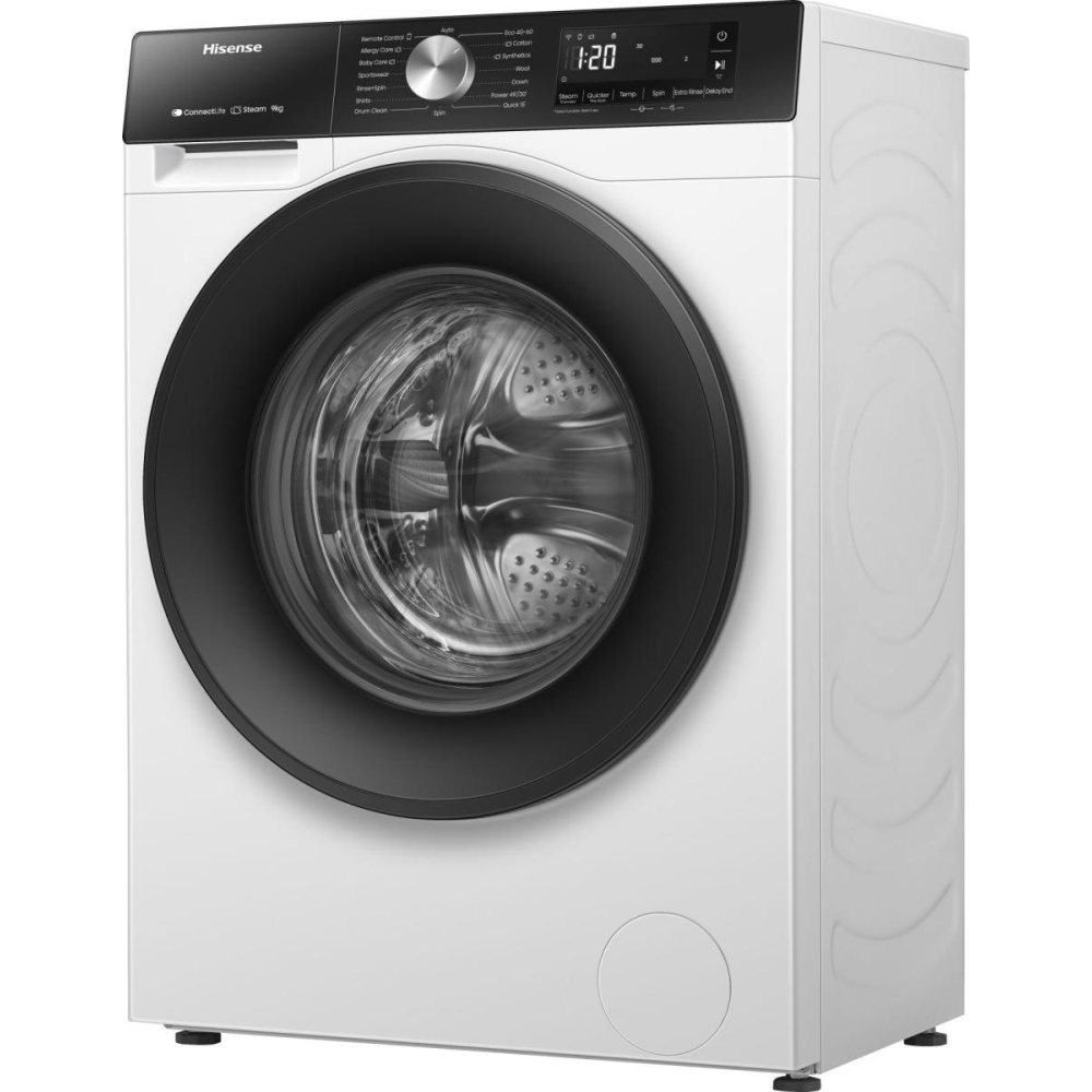 Hisense WF3S9043BW3 Washing Machine, 9kg, 1400 Spin, White, A Rated