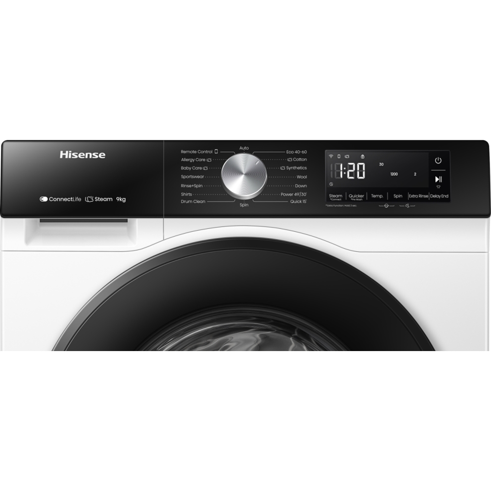 Hisense WF3S9043BW3 Washing Machine, 9kg, 1400 Spin, White, A Rated