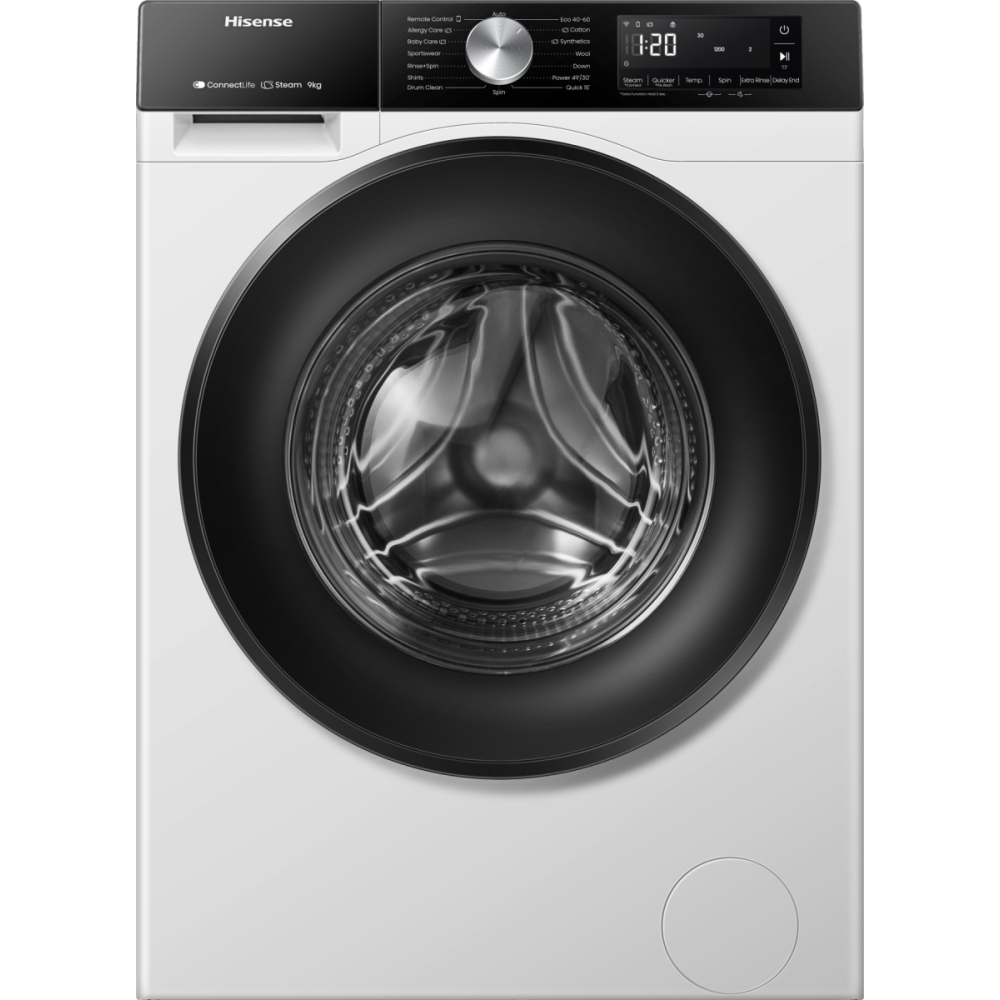Hisense WF3S9043BW3 Washing Machine, 9kg, 1400 Spin, White, A Rated