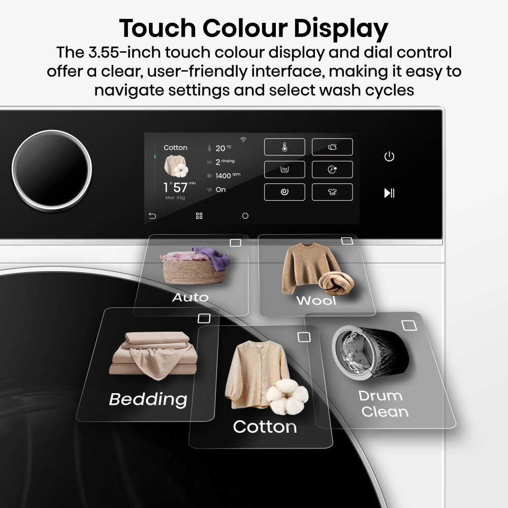 Hisense WF5I9043BWFS Washing Machine, 9kg, 1300 Spin, White, A Rated