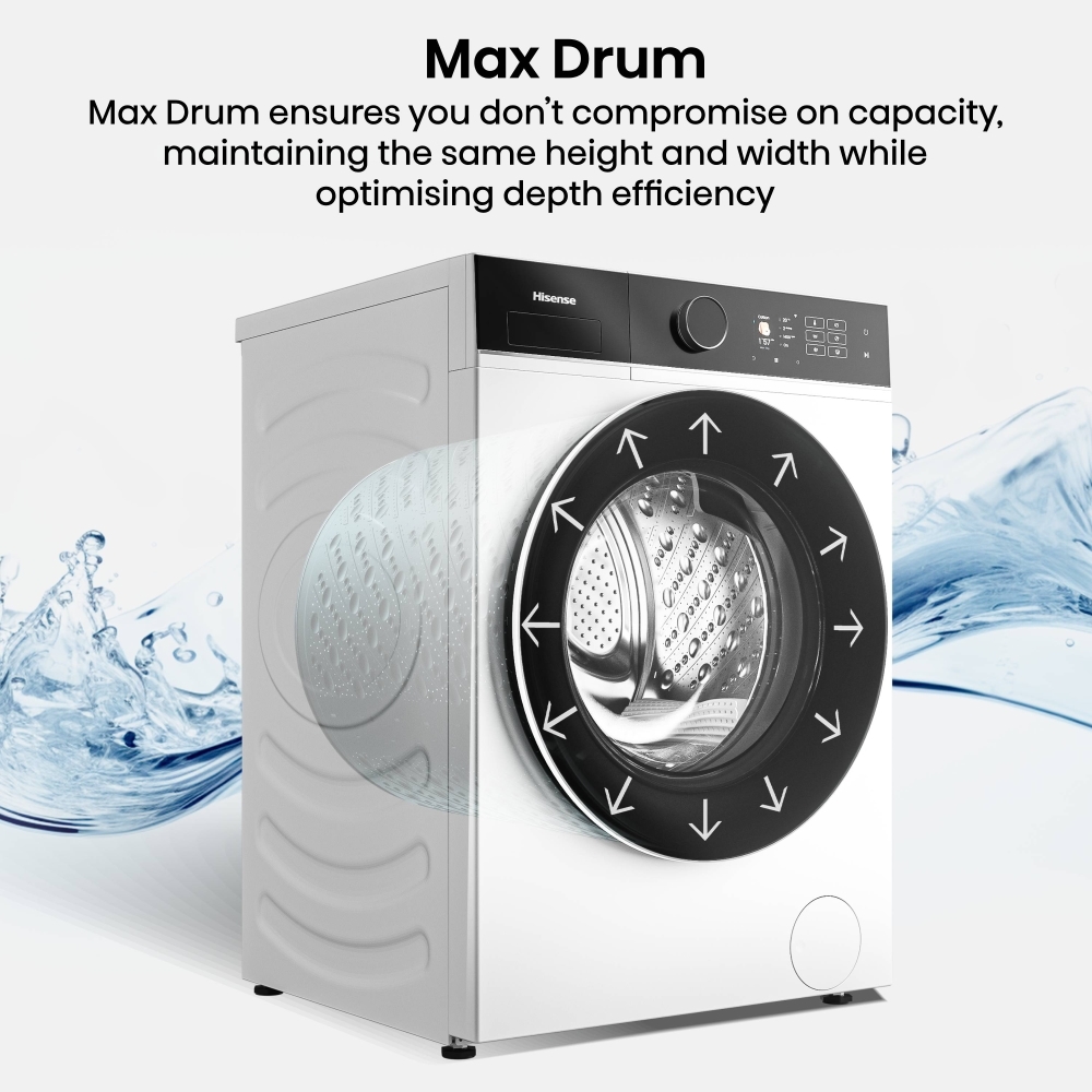 Hisense WF5I9043BWFS Washing Machine, 9kg, 1300 Spin, White, A Rated