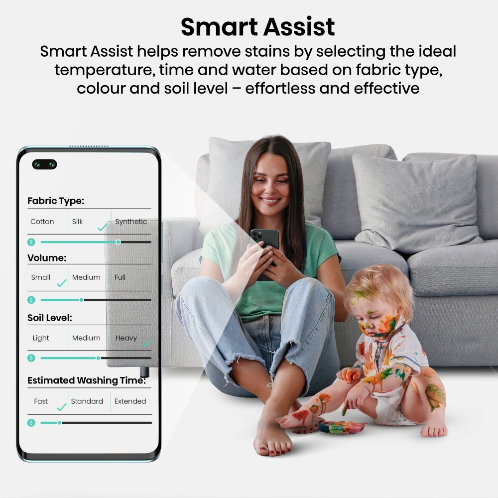 Hisense WF5I9043BWFS Washing Machine, 9kg, 1300 Spin, White, A Rated