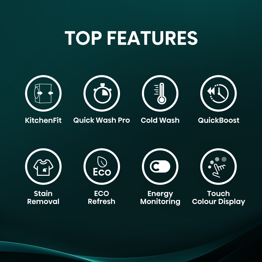 Hisense WF5I9043BWFS Washing Machine, 9kg, 1300 Spin, White, A Rated