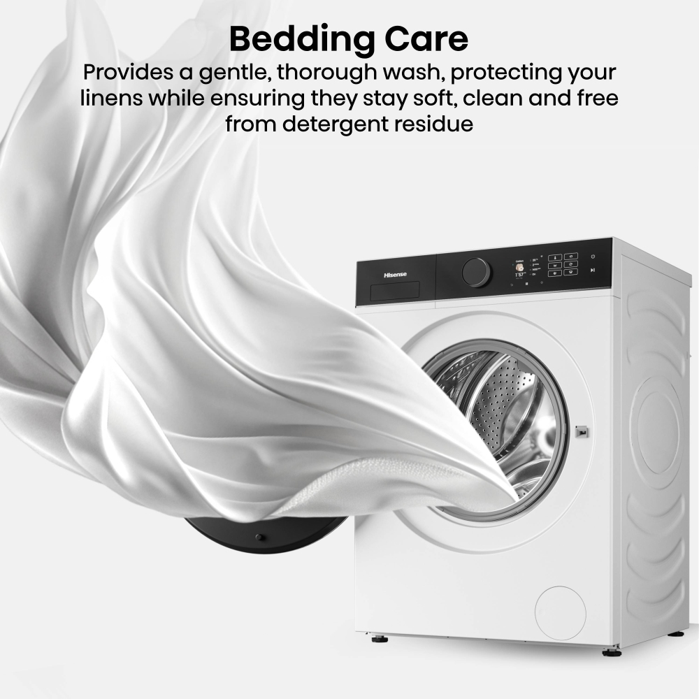 Hisense WF5I9043BWFS Washing Machine, 9kg, 1300 Spin, White, A Rated