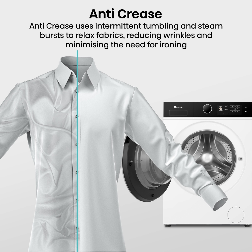 Hisense WF5I9043BWFS Washing Machine, 9kg, 1300 Spin, White, A Rated