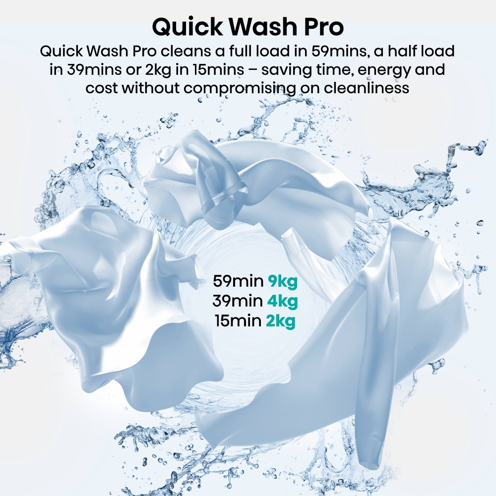 Hisense WF5I9043BWFS Washing Machine, 9kg, 1300 Spin, White, A Rated