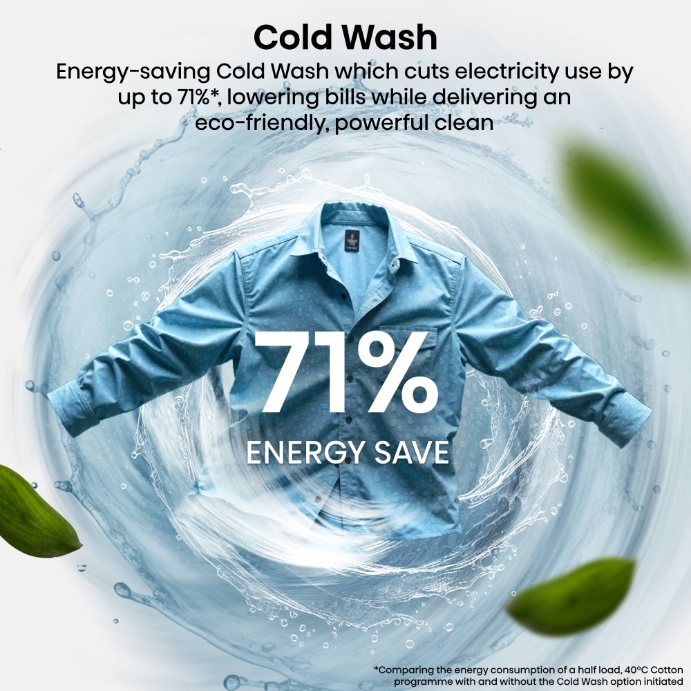 Hisense WF5I9043BWFS Washing Machine, 9kg, 1300 Spin, White, A Rated