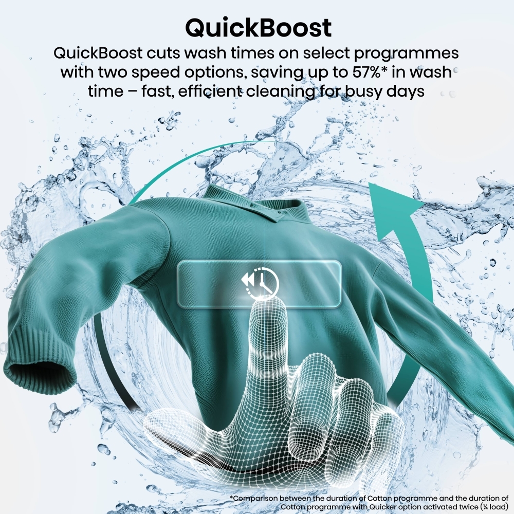 Hisense WF5I9043BWFS Washing Machine, 9kg, 1300 Spin, White, A Rated