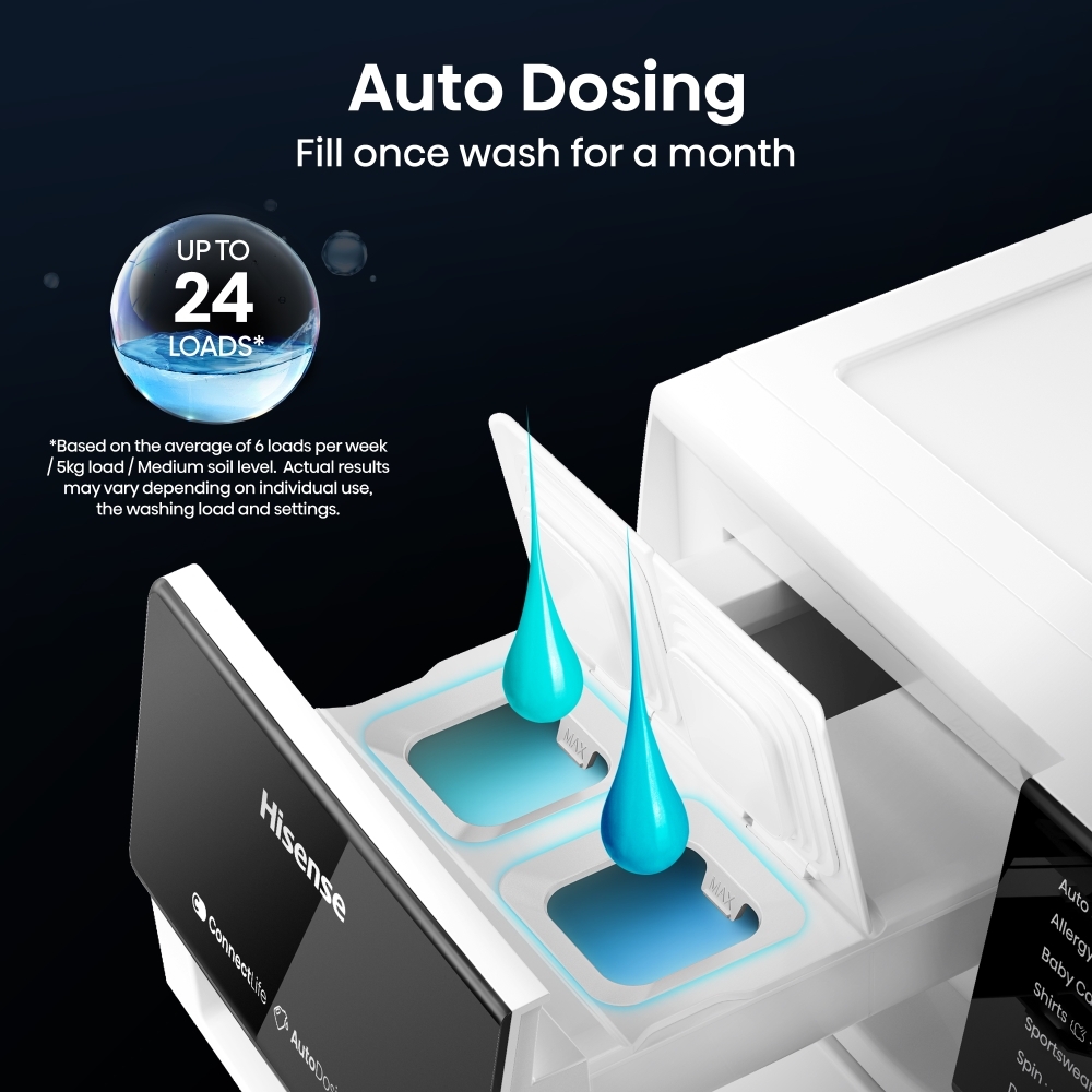 Hisense WF5S1045BW 5S Series Washing Machine, 10.5kg, 1400 Spin, White, A Rated