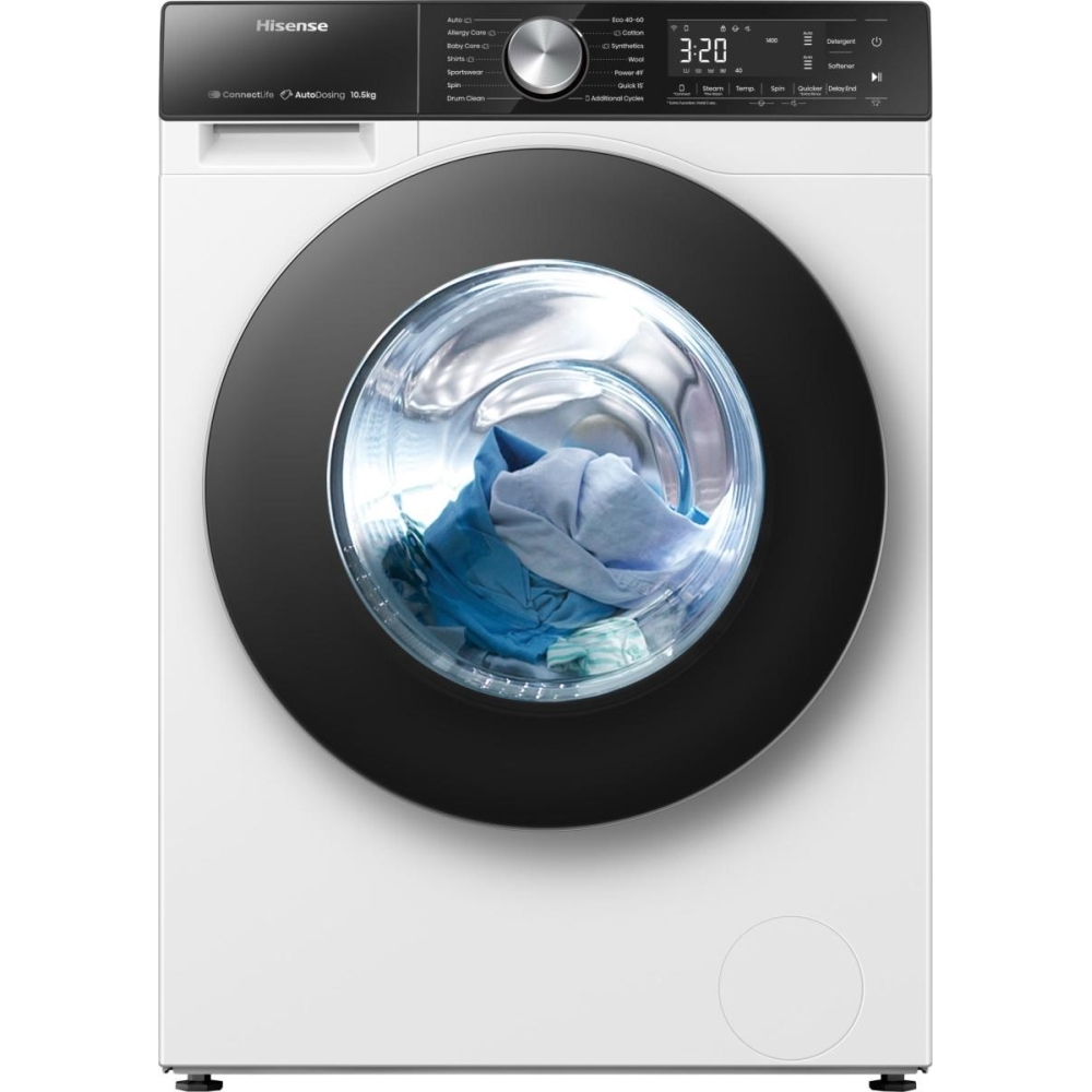 Hisense WF5S1045BW 5S Series Washing Machine, 10.5kg, 1400 Spin, White, A Rated