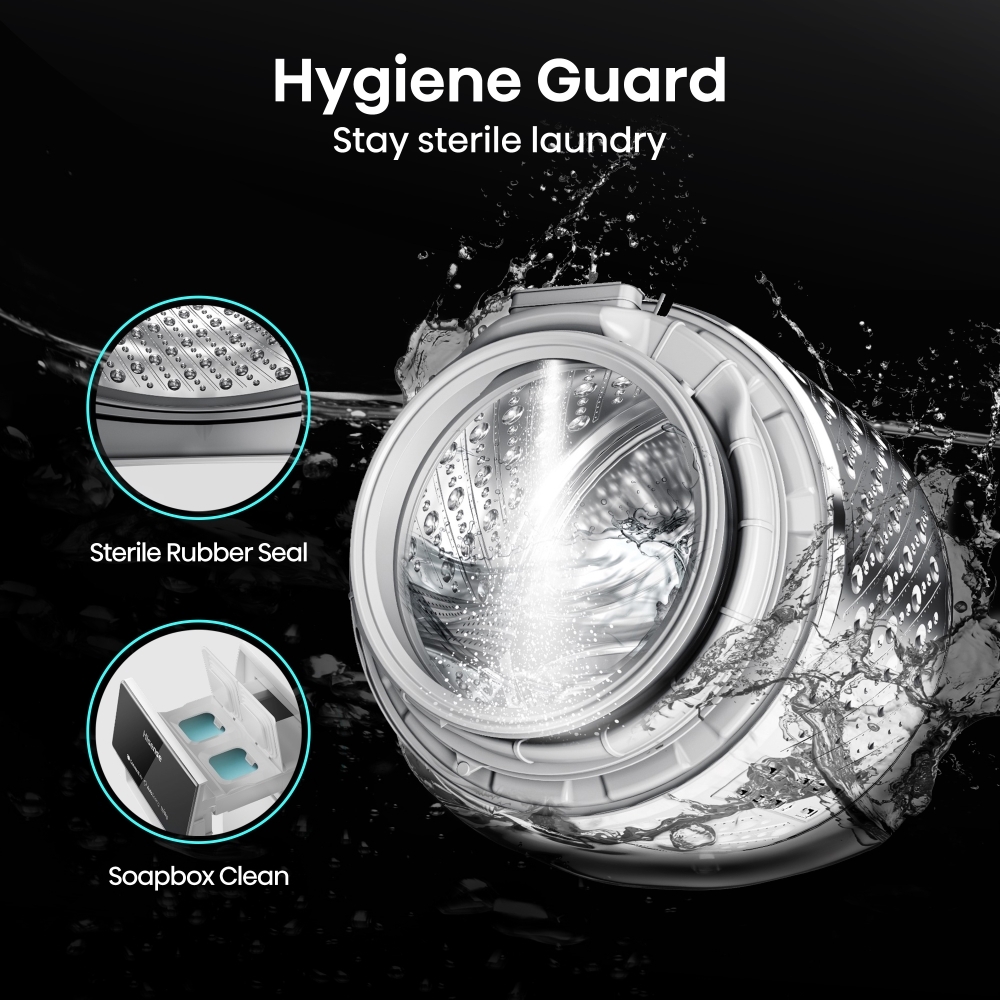 Hisense WF5S1245BB 5S Series Washing Machine, 12kg, 1400 Spin, Black, A Rated