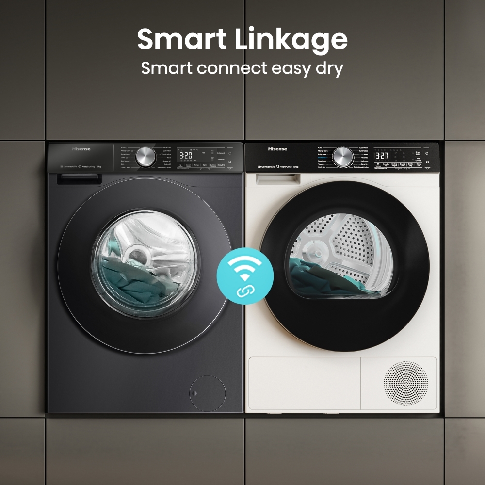 Hisense WF5S1245BB 5S Series Washing Machine, 12kg, 1400 Spin, Black, A Rated