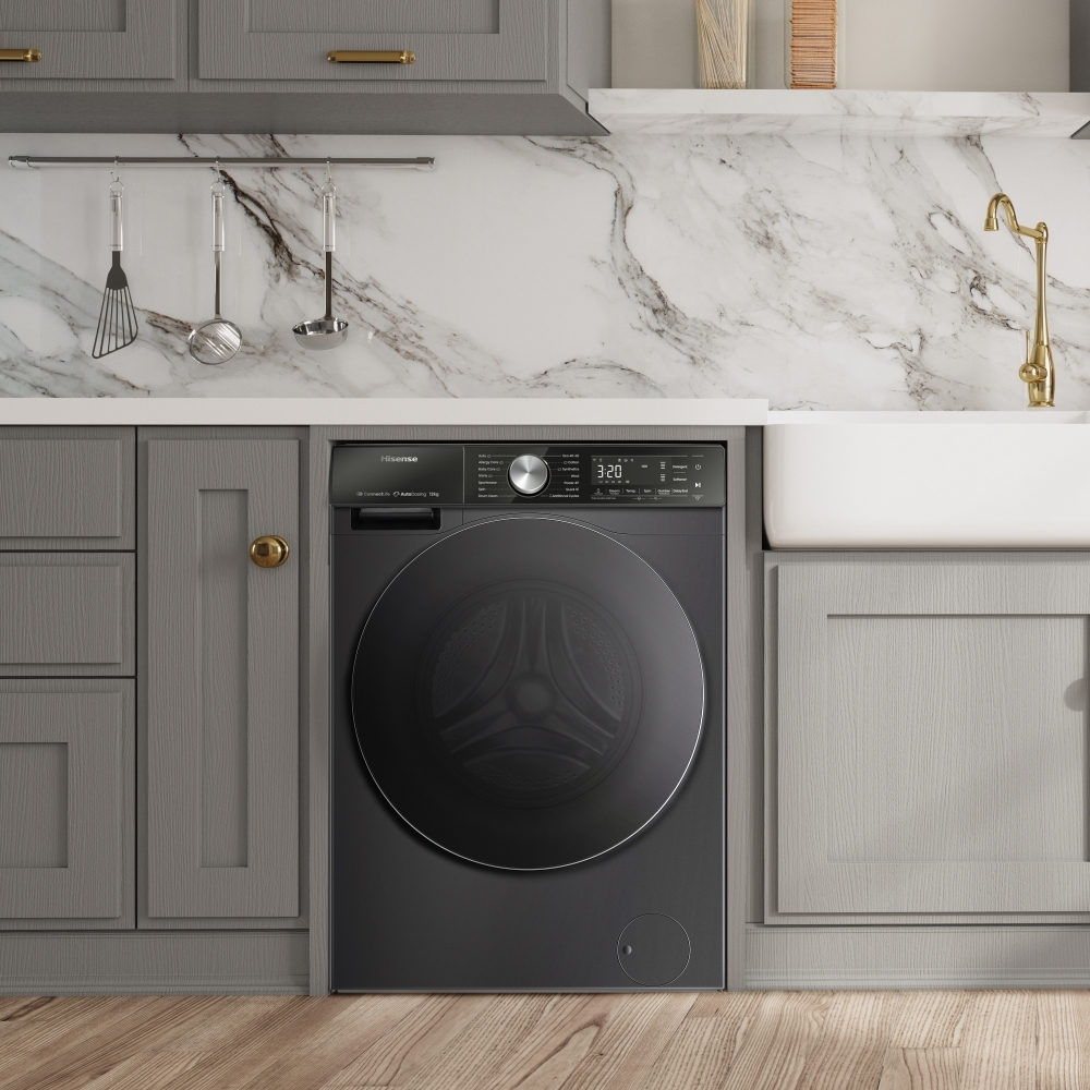 Hisense WF5S1245BB 5S Series Washing Machine, 12kg, 1400 Spin, Black, A Rated