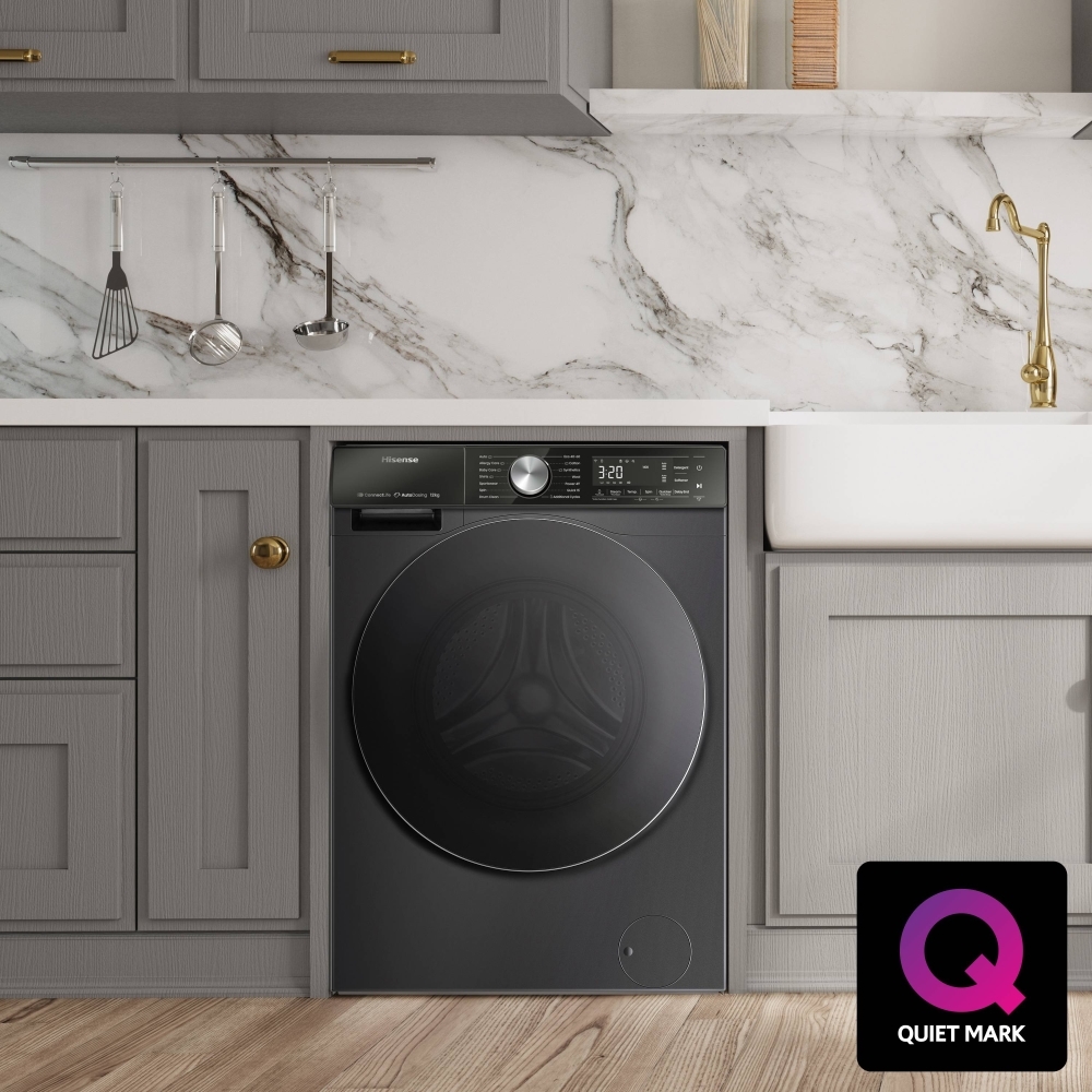 Hisense WF5S1245BB 5S Series Washing Machine, 12kg, 1400 Spin, Black, A Rated