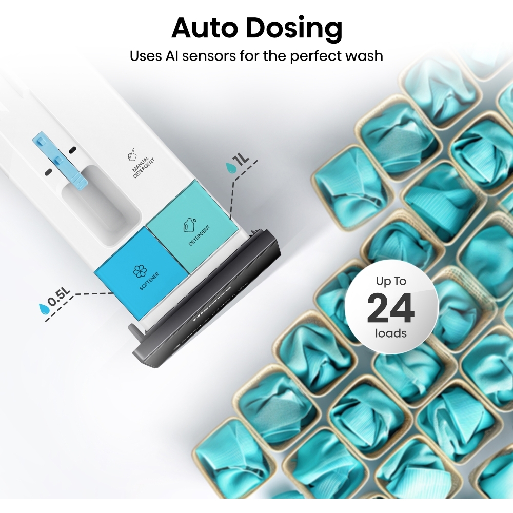 Hisense WF7S1247BB Washing Machine, 12kg, 1400 Spin, Black, A Rated