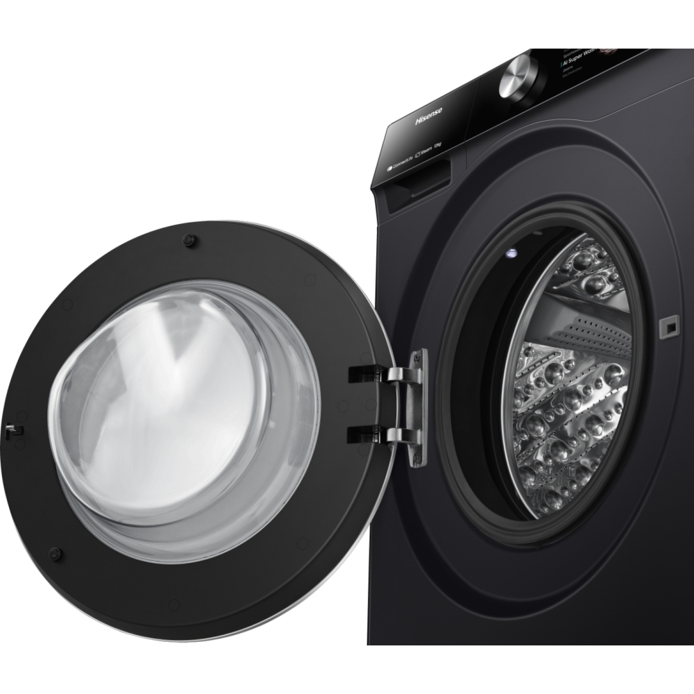Hisense WF7S1247BB Washing Machine, 12kg, 1400 Spin, Black, A Rated