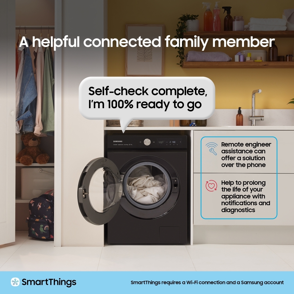 Samsung WF90F09C4SU1 Series 9 AI Home Washing Machine, 9kg, 1400 Spin, Grey, A Rated