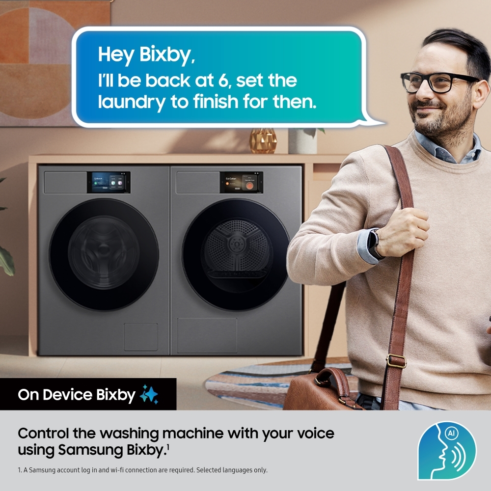 Samsung WF90F09C4SU1 Series 9 AI Home Washing Machine, 9kg, 1400 Spin, Grey, A Rated