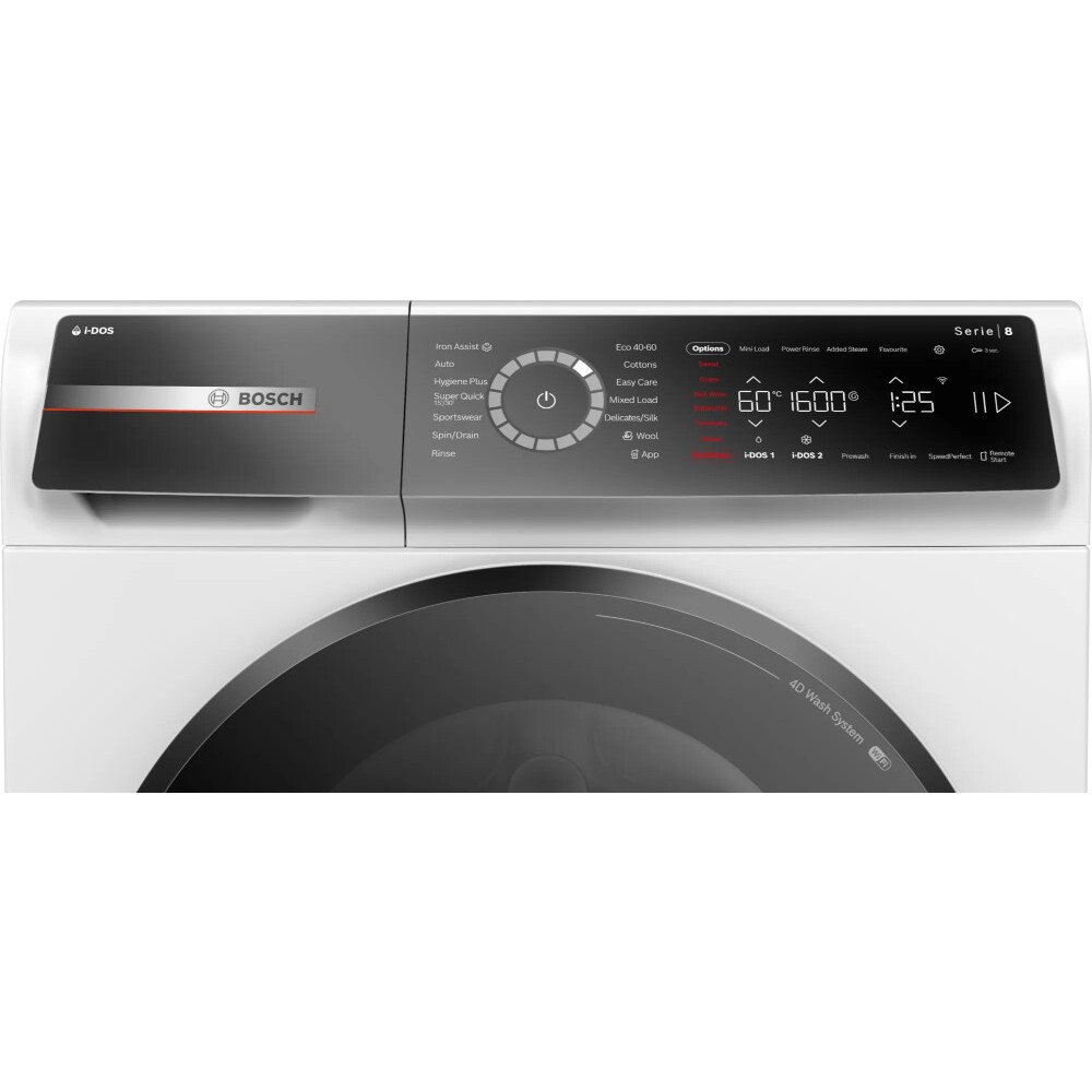 Bosch WGB256A1GB Series 8 Washing Machine, 10kg, 1400 Spin, White, A Rated Marks Electrical