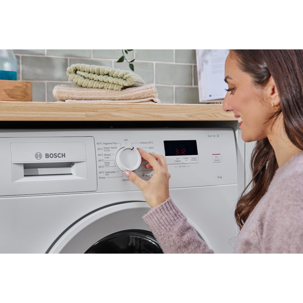 Bosch WGE03408GB Series 2 Washing Machine, 8kg, 1400 Spin, White, A Rated