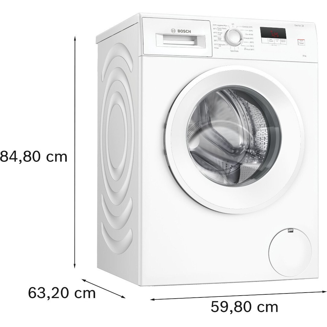 Bosch WGE03408GB Series 2 Washing Machine, 8kg, 1400 Spin, White, A Rated