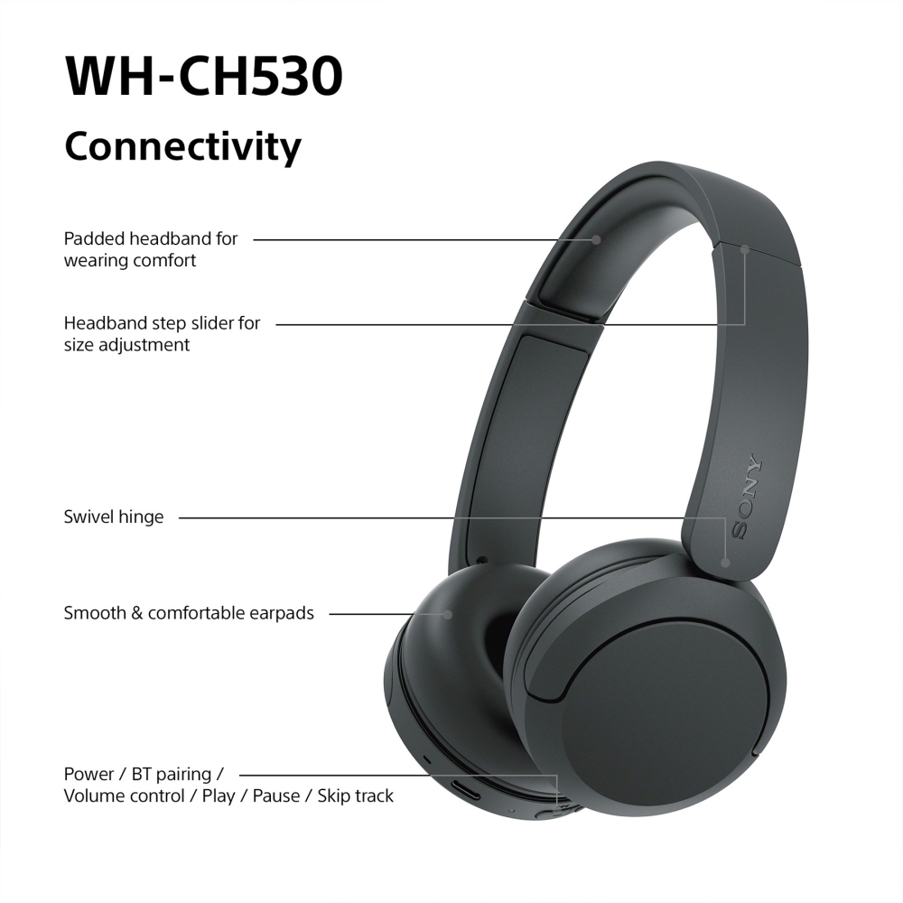 Sony WHCH530B.CE7 Headphones, Black