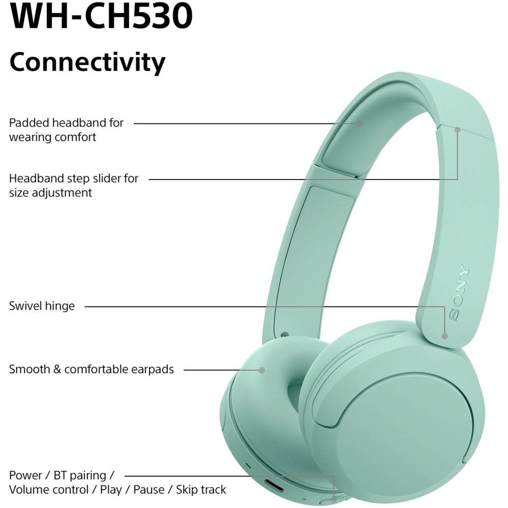 Sony WHCH530G.CE7 Headphones, Green