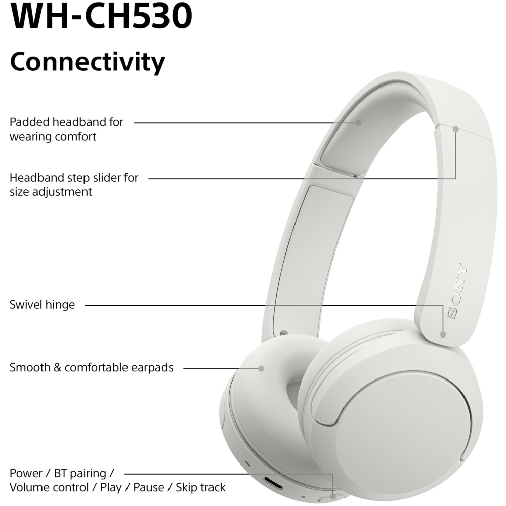 Sony WHCH530W.CE7 Headphones, White