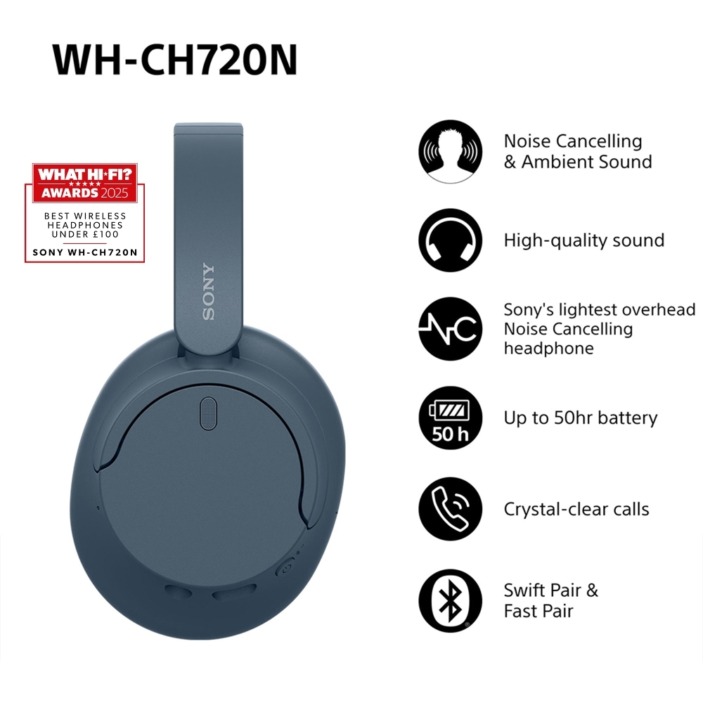Sony WHCH720NL.CE7 Headphones, Blue