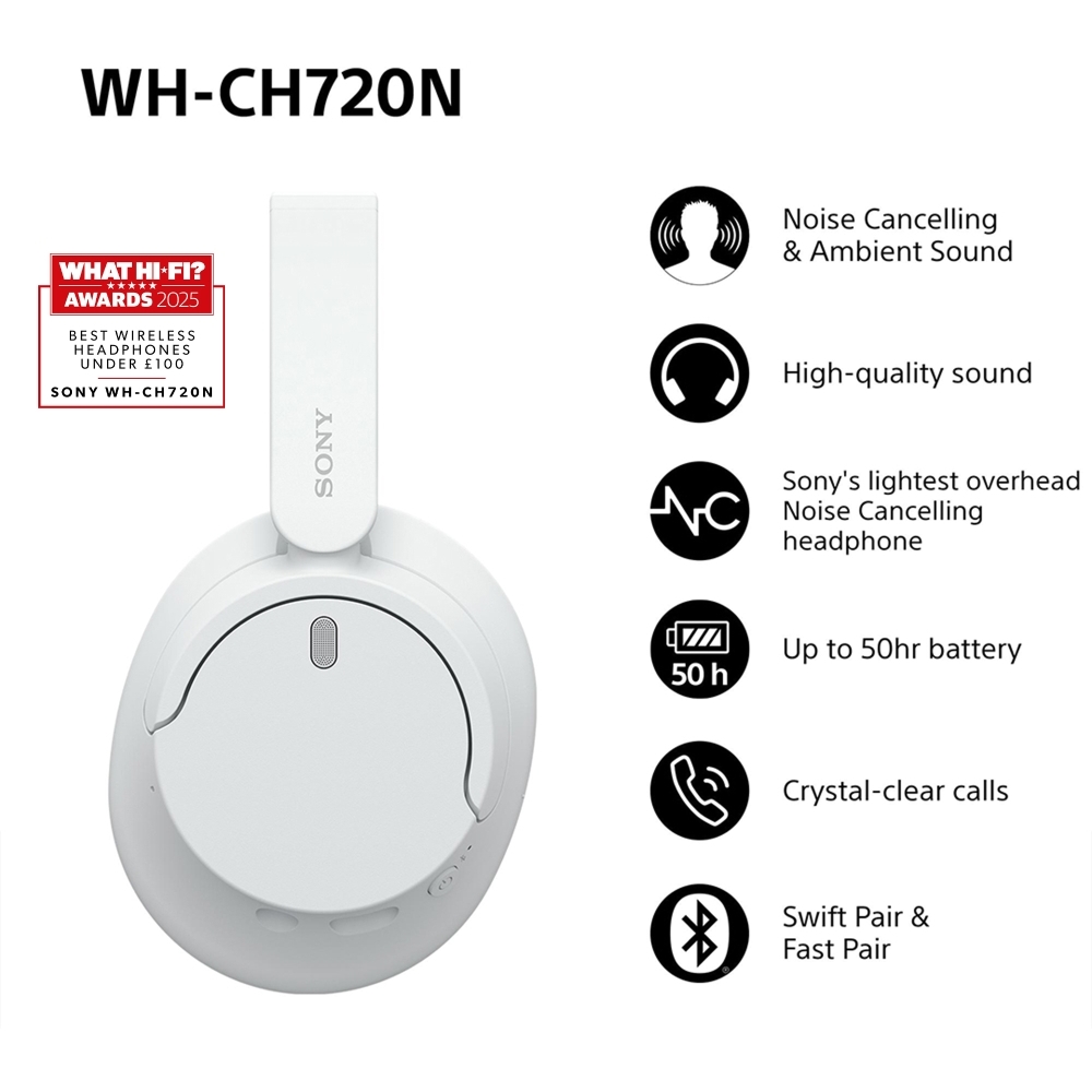 Sony WHCH720NW.CE7 Headphones, White