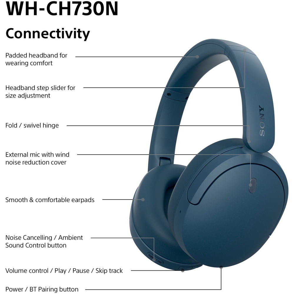 Sony WHCH730NL.CE7 Headphones, Blue