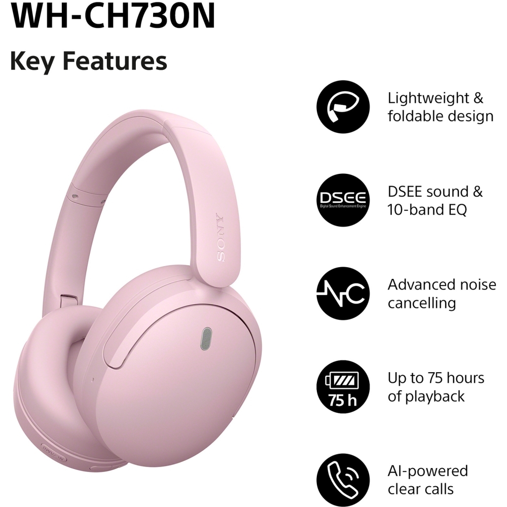Sony WHCH730NP.CE7 Headphones, Pink