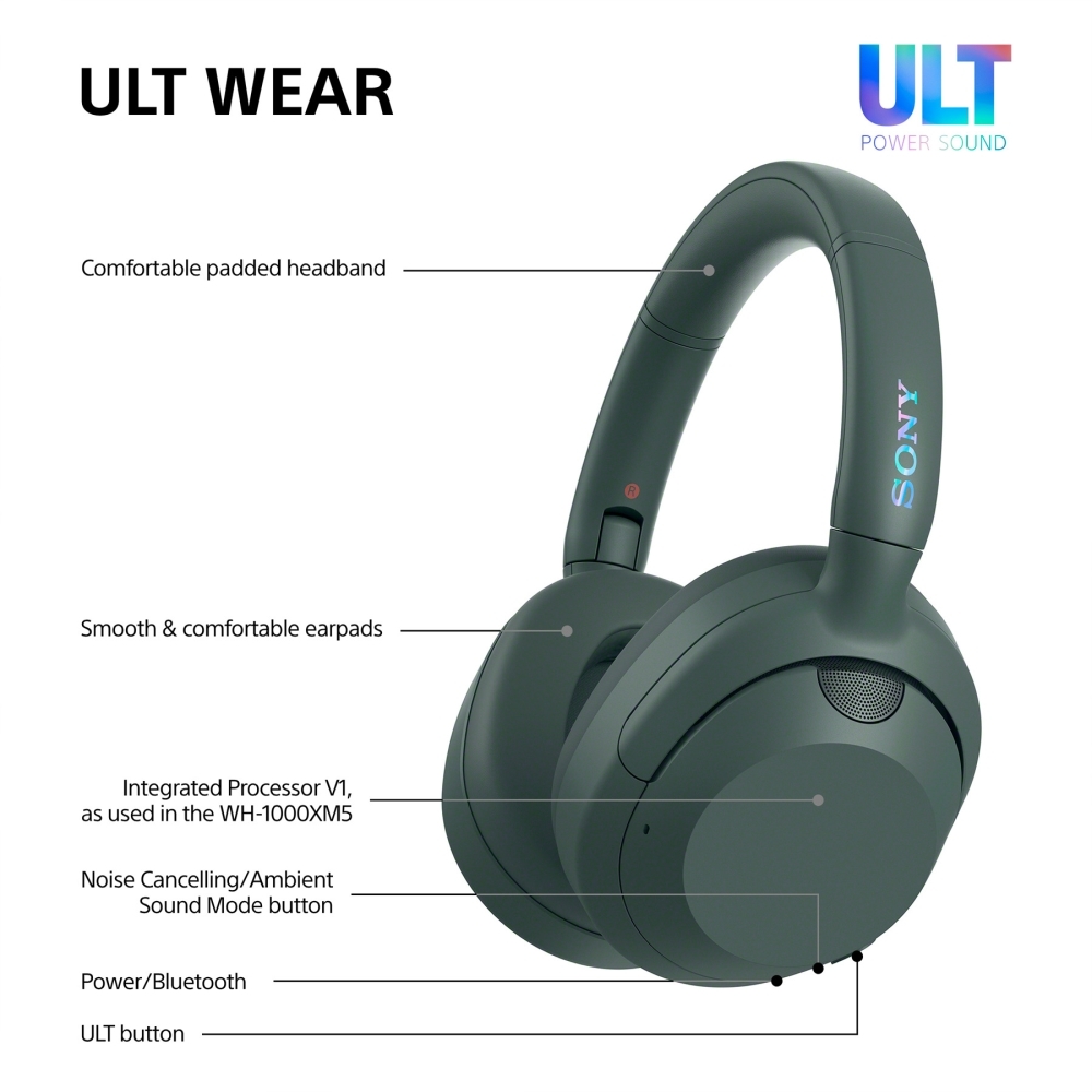 Sony WHULT900NH.CE7 Headphones, Green