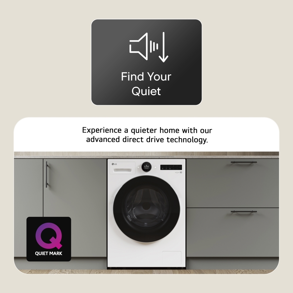 LG WHX9016TLC Washer Dryer, 11kg/6kg, 1400 Spin, White, A Rated