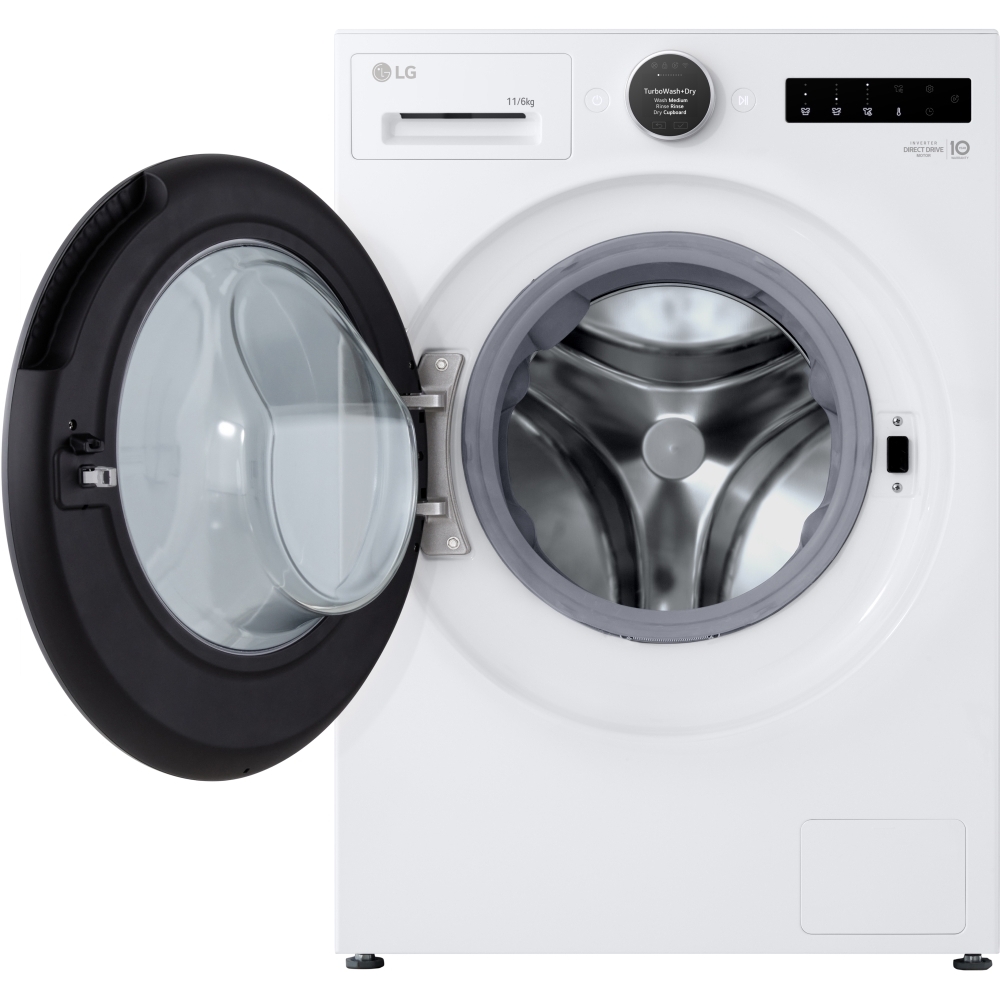 LG WHX9016TLC Washer Dryer, 11kg/6kg, 1400 Spin, White, A Rated
