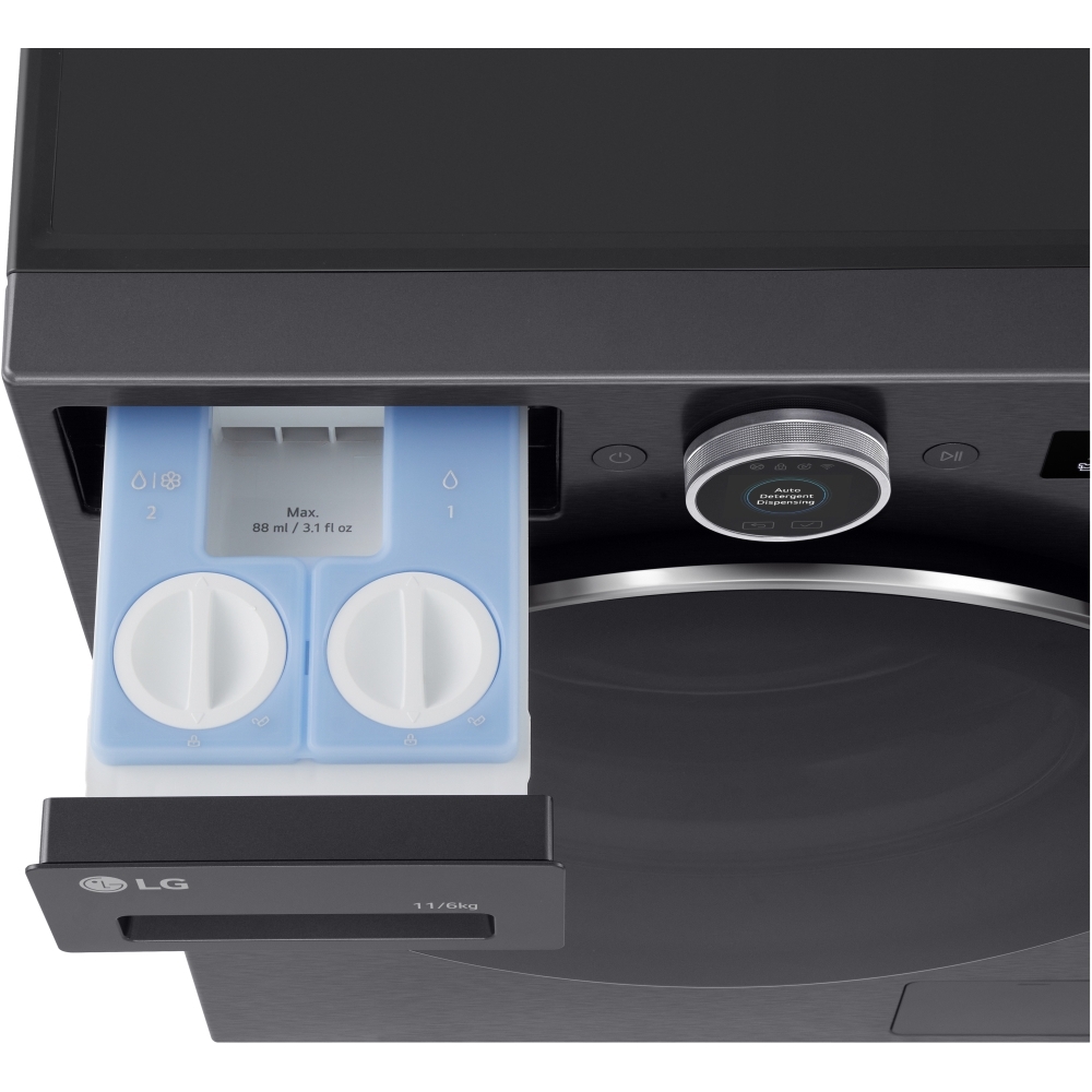 LG WHX9516TBC Washer Dryer, 11kg/6kg, 1400 Spin, Black, A Rated