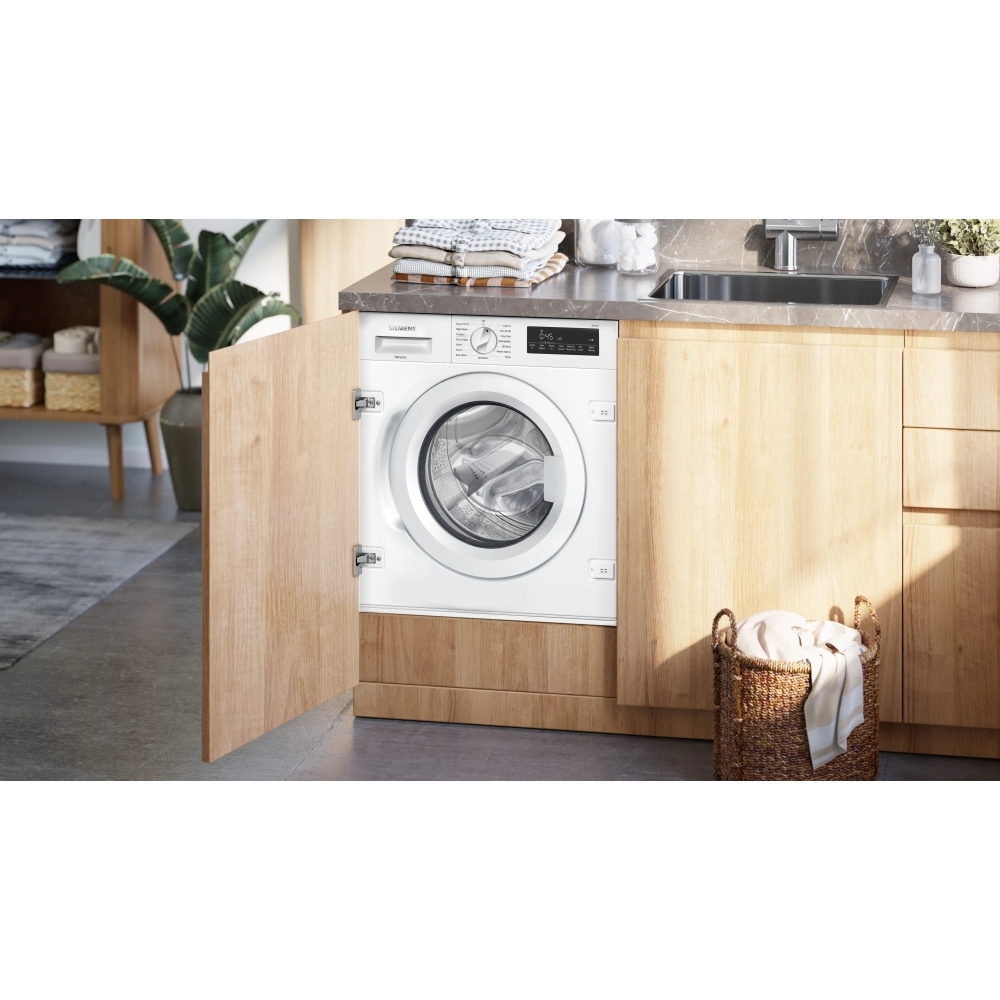 Siemens WI14W502GB iQ700 Integrated Washing Machine, 8kg, 1400 Spin, White, C Rated