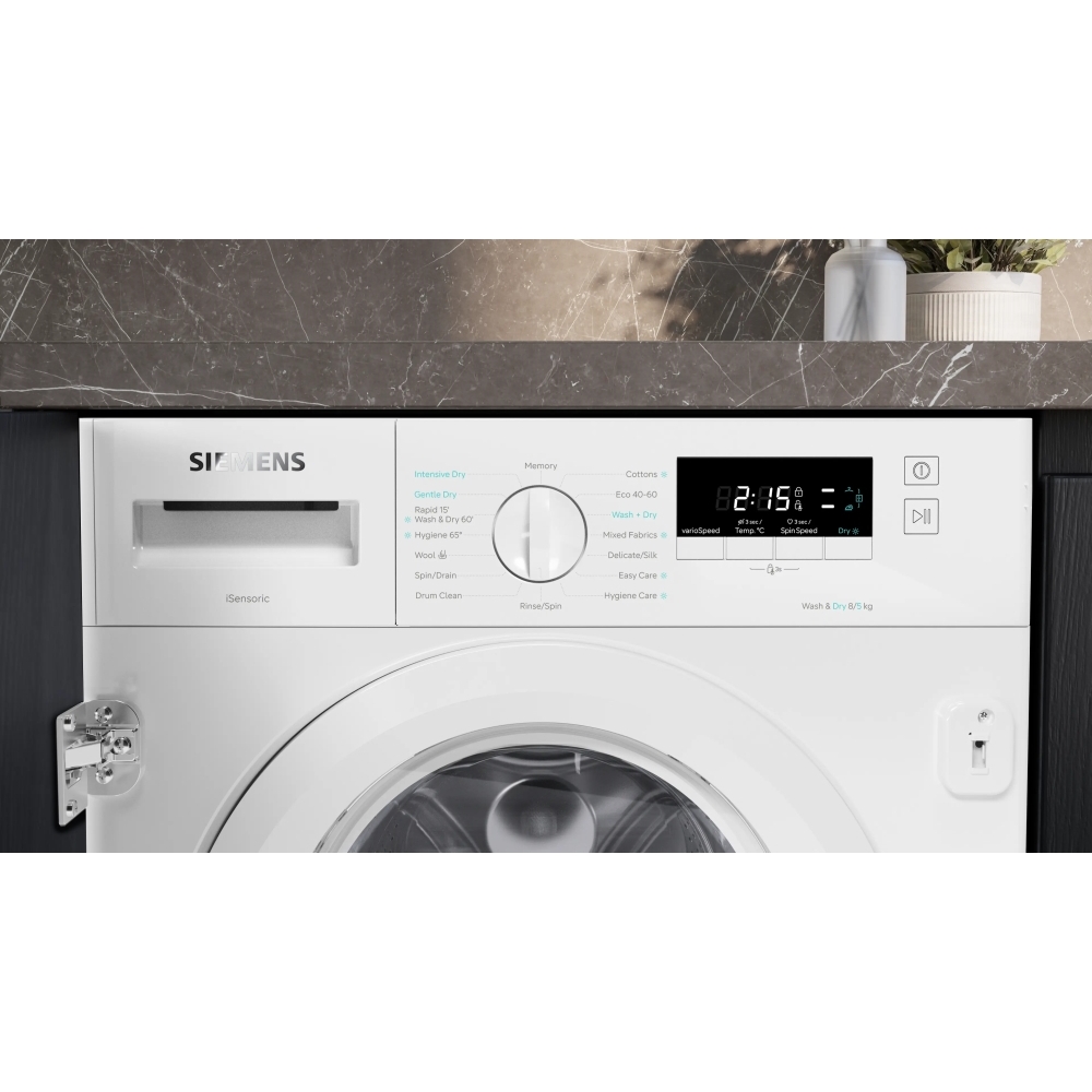 Siemens WK14D260GB Integrated Washer Dryer, 8kg/5kg, 1400 Spin, White, E Rated