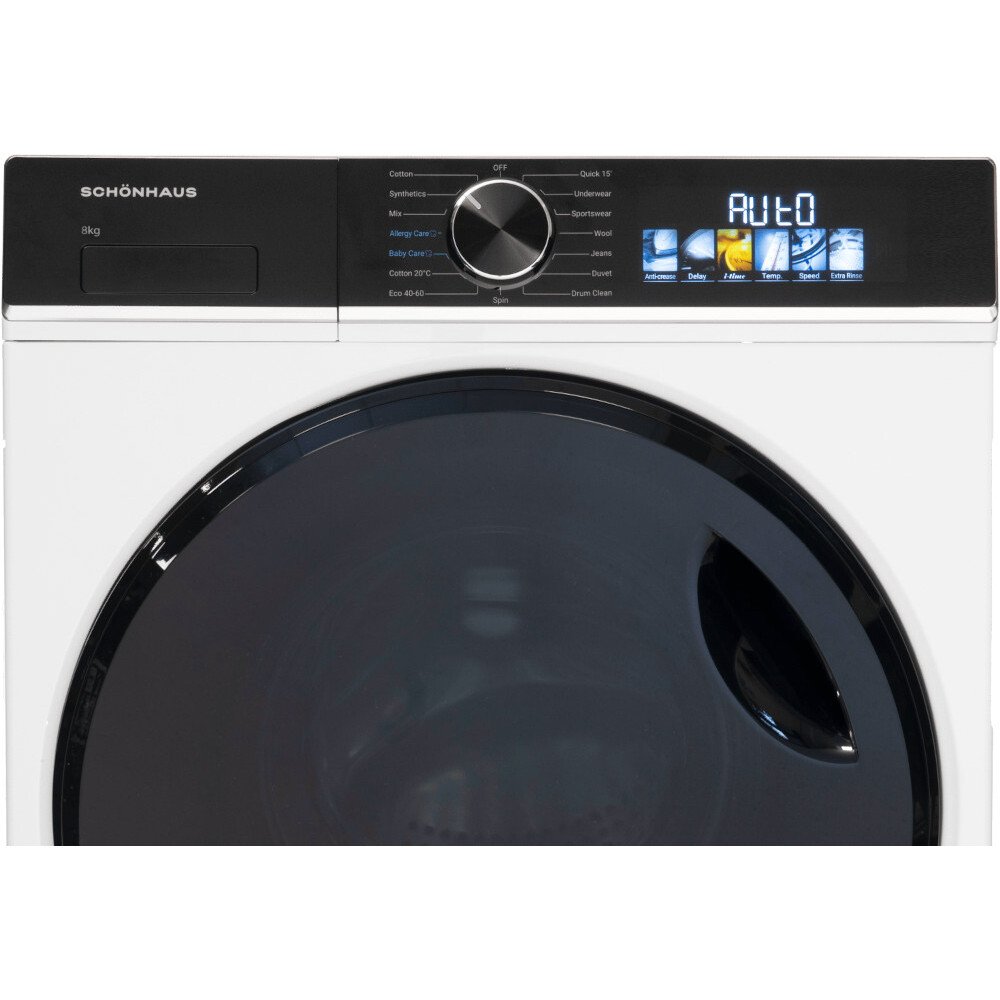 Schonhaus WMSF01814AW Washing Machine, 8kg, 1400 Spin, White, A Rated