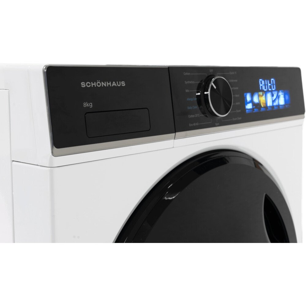 Schonhaus WMSF01814AW Washing Machine, 8kg, 1400 Spin, White, A Rated