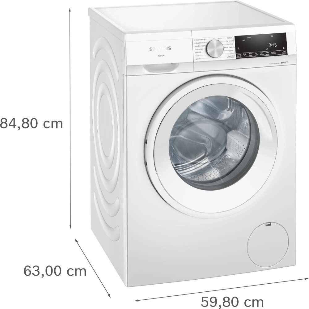 Siemens WN34A1U8GB iQ300 Washer Dryer, 8kg/5kg, 1400 Spin, White, E Rated