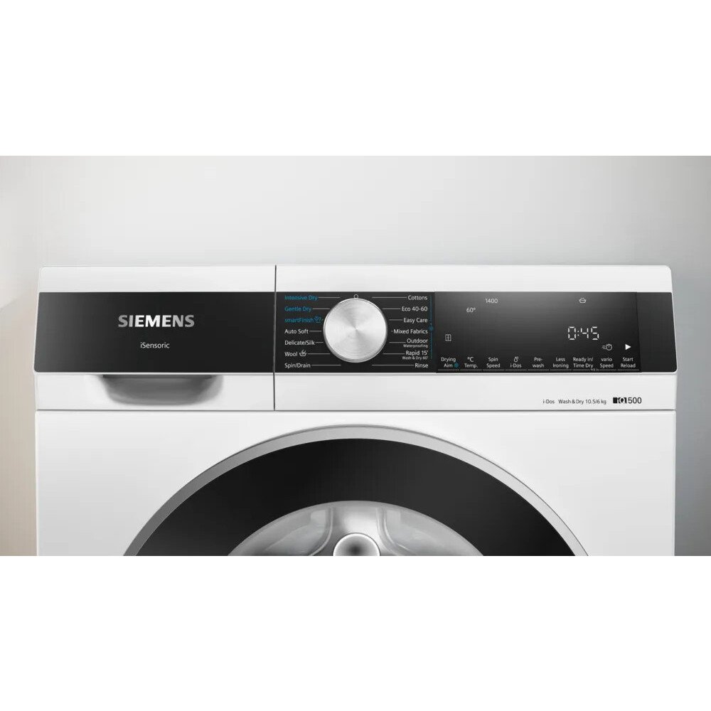Siemens WN54G1A1GB iQ500 i-Dos Washer Dryer, 10kg/6kg, 1400 Spin, White, D Rated