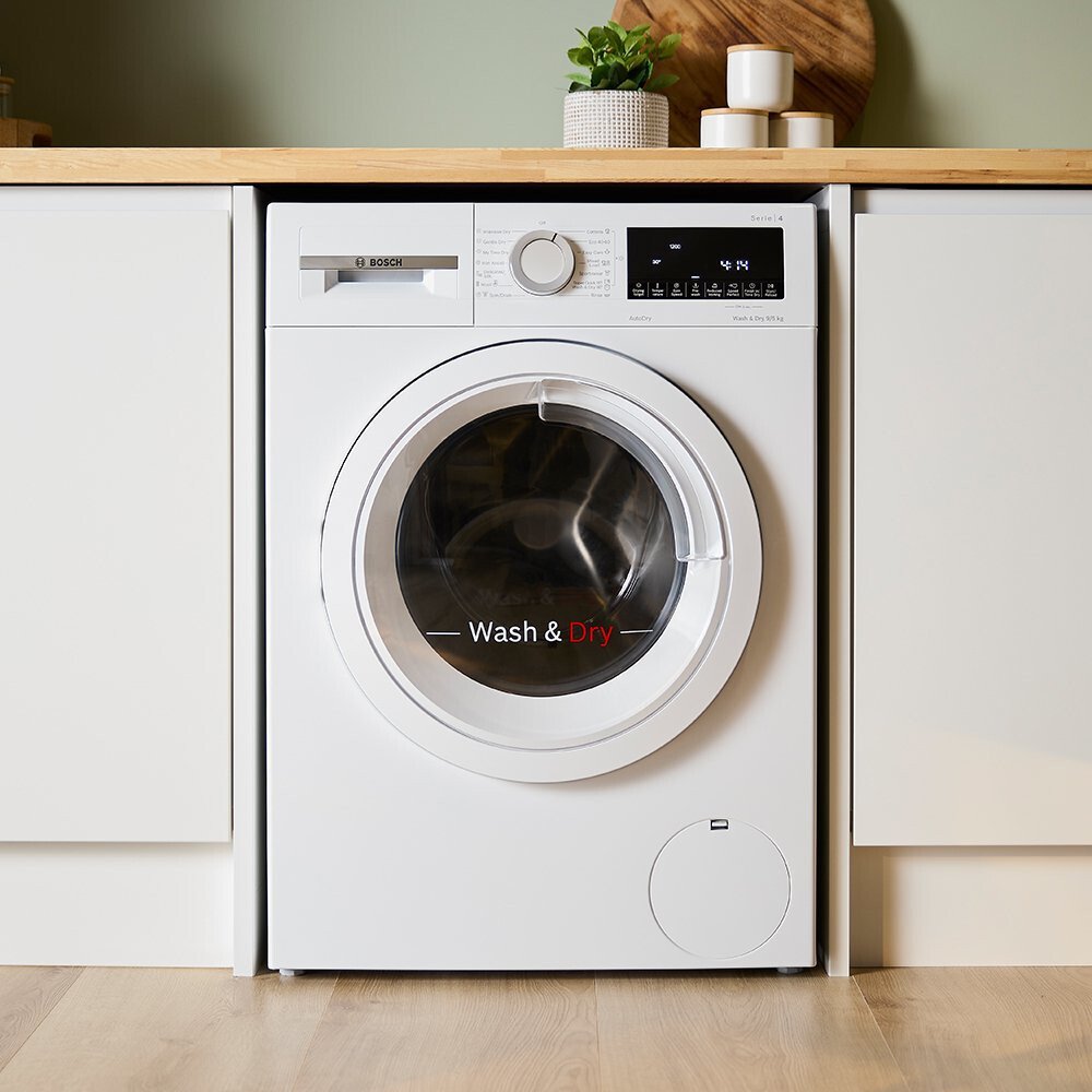 Bosch WNA144V9GB Series 4 Washer Dryer, 9kg/5kg, 1400 Spin, White, E Rated